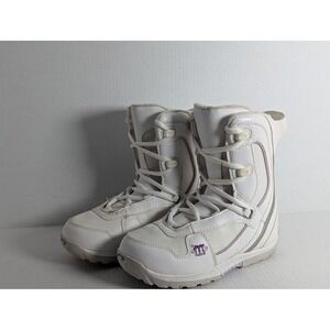 Morrow Slick Kids Snowboard Boots US 5 White Purple Youth Snow Boots Lace Up